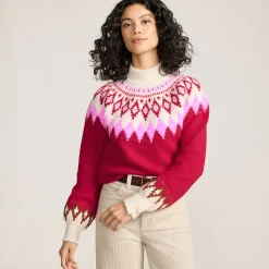 Flauschiger Fair Isle Pullover mit Ballonärmeln für Damen