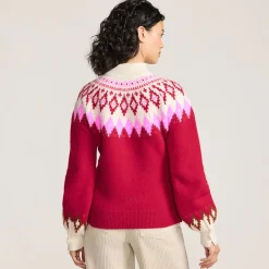 Flauschiger Fair Isle Pullover mit Ballonärmeln für Damen