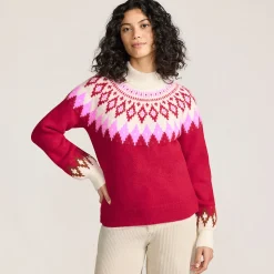 Flauschiger Fair Isle Pullover mit Ballonärmeln für Damen
