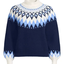 Flauschiger Fair Isle Pullover mit Ballonärmeln für Damen