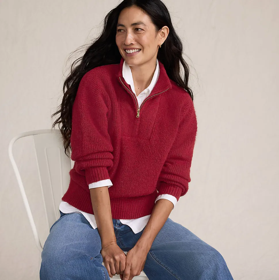 Flauschiger Troyer-Pullover für Damen