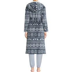 Fleece-Kapuzenmorgenmantel für Damen