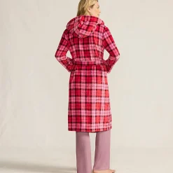 Fleece-Kapuzenmorgenmantel für Damen