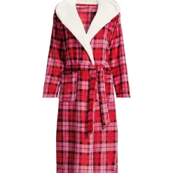 Fleece-Kapuzenmorgenmantel für Damen