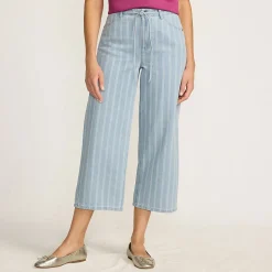 Gemusterte 7/8-Jeans mit weitem Bein High Waist