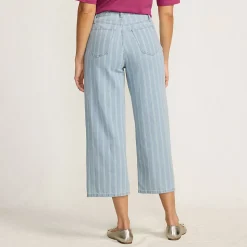 Gemusterte 7/8-Jeans mit weitem Bein High Waist