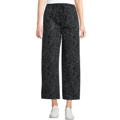 Gemusterte 7/8-Jeans mit weitem Bein High Waist