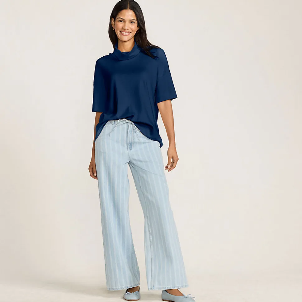 Gemusterte Jeans mit weitem Bein High Waist