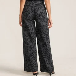 Gemusterte Jeans mit weitem Bein High Waist