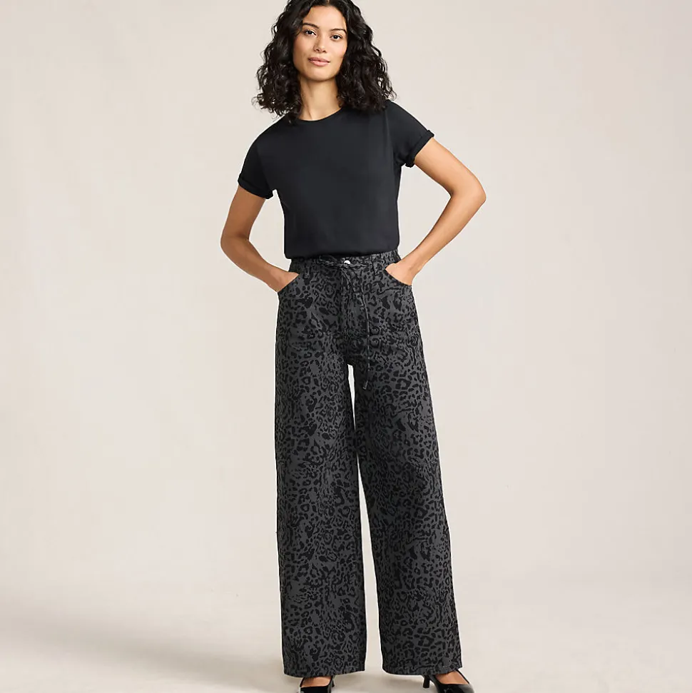 Gemusterte Jeans mit weitem Bein High Waist