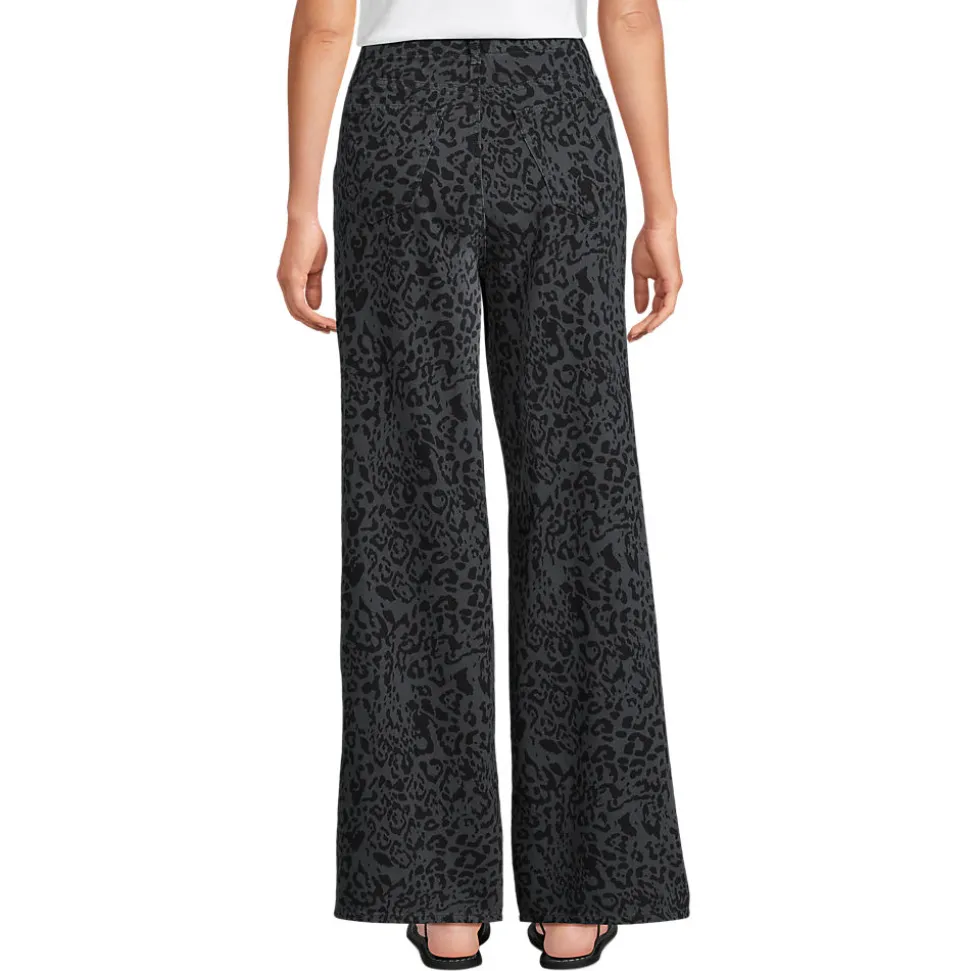 Gemusterte Jeans mit weitem Bein High Waist