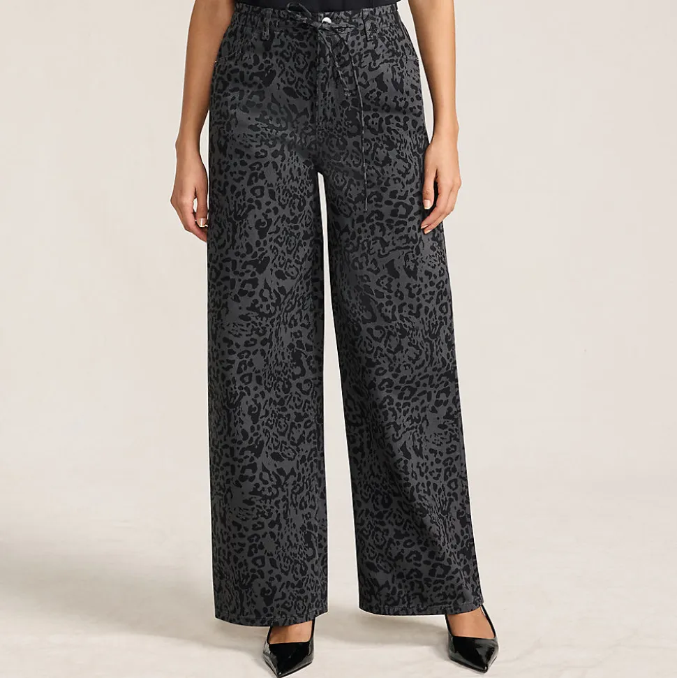 Gemusterte Jeans mit weitem Bein High Waist