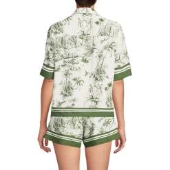 Gemusterte Kurzarm-Hemdbluse für Damen