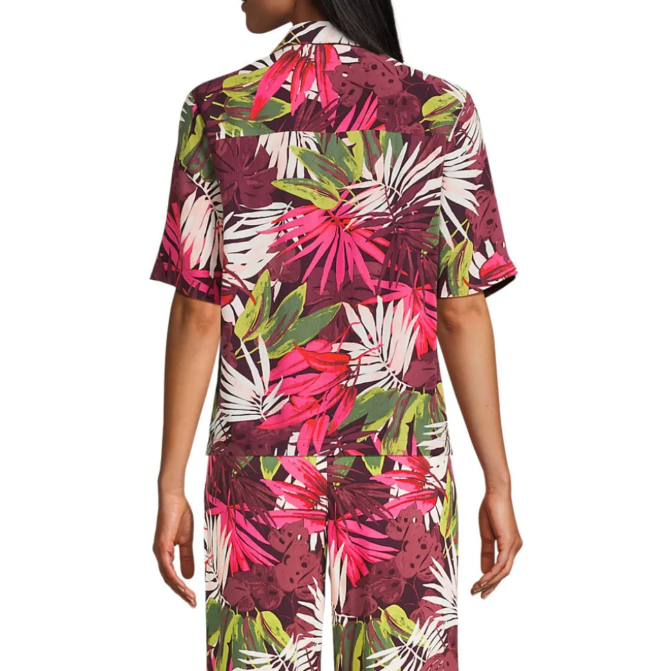 Gemusterte Kurzarm-Hemdbluse für Damen