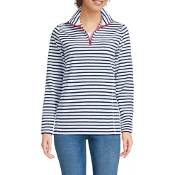 Gemusterter Fleece-Pullover mit Reißverschluss für Damen