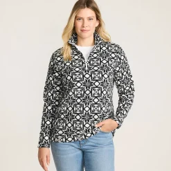 Gemusterter Fleece-Pullover mit Reißverschluss für Damen
