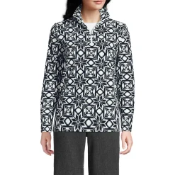 Gemusterter Fleece-Pullover mit Reißverschluss für Damen