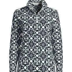 Gemusterter Fleece-Pullover mit Reißverschluss für Damen