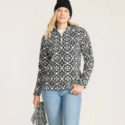 Gemusterter Fleece-Pullover mit Reißverschluss für Damen