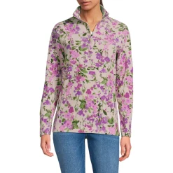 Gemusterter Fleece-Pullover mit Reißverschluss für Damen