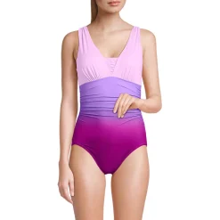 Gemusterter Shape-Badeanzug mit V-Ausschnitt SLENDER in D-Cup