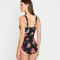 Gemusterter Shape-Badeanzug mit V-Ausschnitt SLENDER