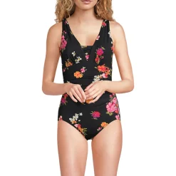 Gemusterter Shape-Badeanzug mit V-Ausschnitt SLENDER