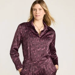 Gemusterte Satinbluse für Damen