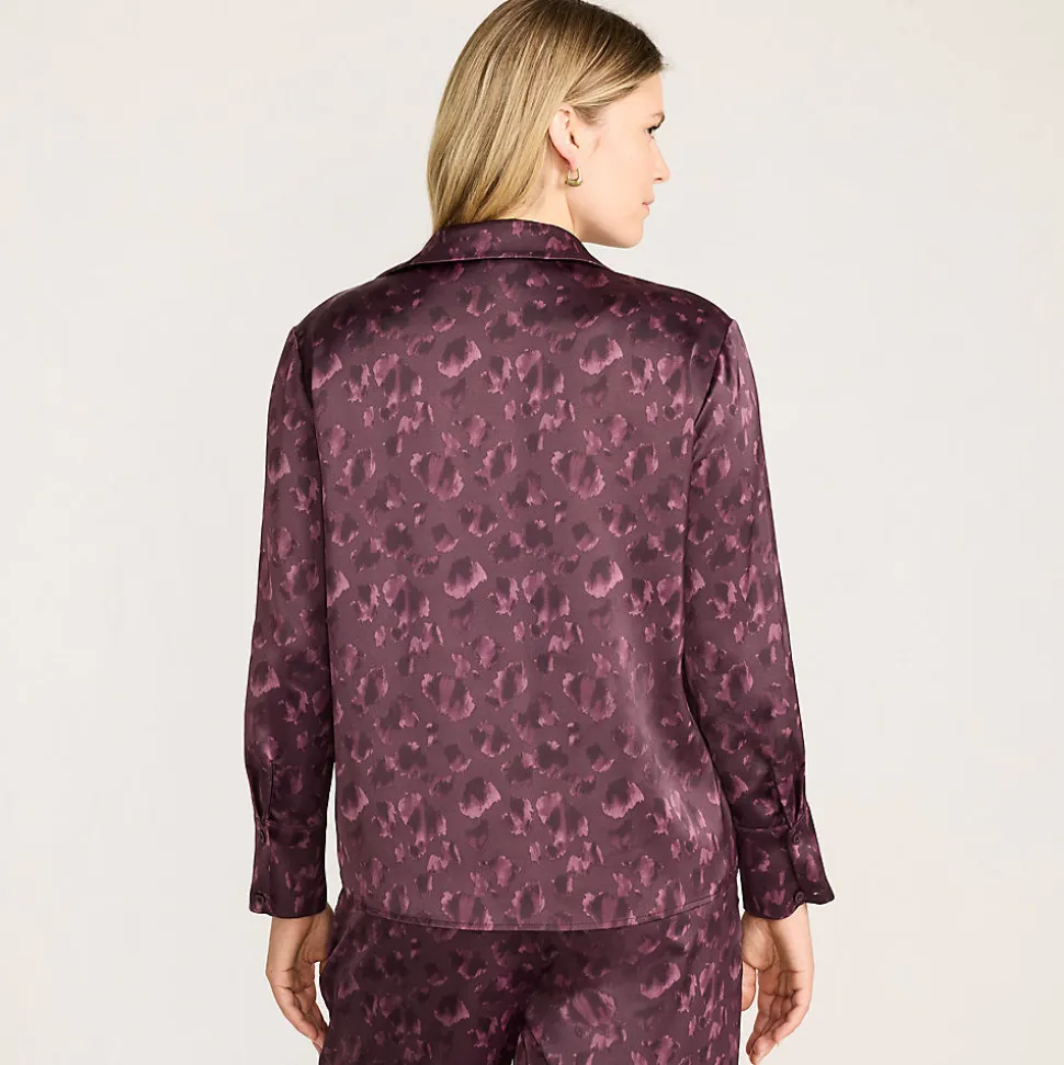 Gemusterte Satinbluse für Damen