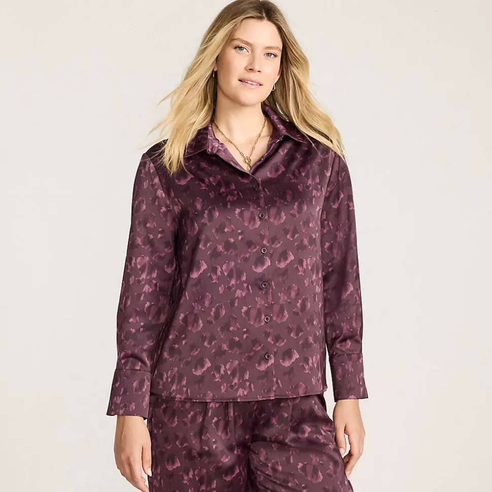 Gemusterte Satinbluse für Damen
