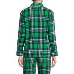 Gemustertes Pyjamahemd aus reinem Baumwoll-Flanell für Damen