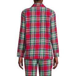 Gemustertes Pyjamahemd aus reinem Baumwoll-Flanell für Damen