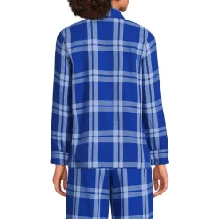 Gemustertes Pyjamahemd aus reinem Baumwoll-Flanell für Damen
