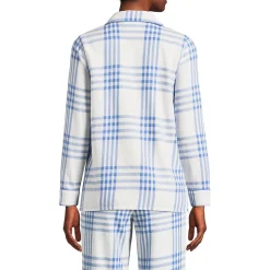 Gemustertes Pyjamahemd aus reinem Baumwoll-Flanell für Damen