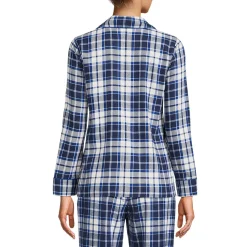 Gemustertes Pyjamahemd aus reinem Baumwoll-Flanell für Damen