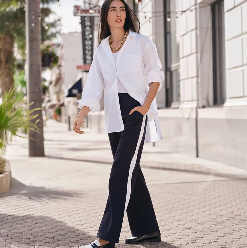 Gerade Jerseyhose mit Kontraststreifen für Damen