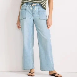 Gerade relaxte Jeans mit Elastikbund