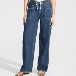 Gerade relaxte Jeans mit Elastikbund