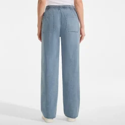 Gerade relaxte Jeans mit Elastikbund