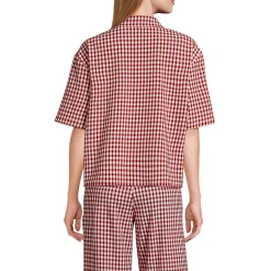Gingham-Bluse mit kurzen Ärmeln für Damen