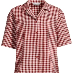 Gingham-Bluse mit kurzen Ärmeln für Damen