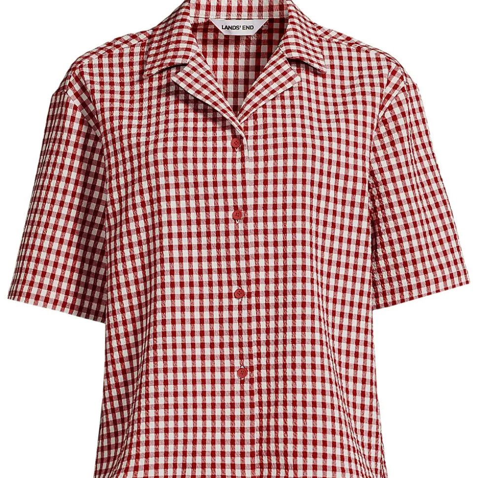 Gingham-Bluse mit kurzen Ärmeln für Damen