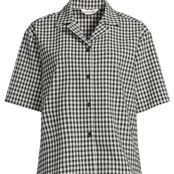 Gingham-Bluse mit kurzen Ärmeln für Damen