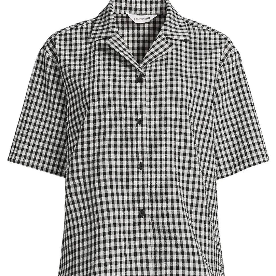Gingham-Bluse mit kurzen Ärmeln für Damen