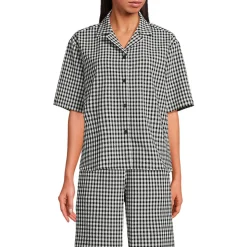 Gingham-Bluse mit kurzen Ärmeln für Damen