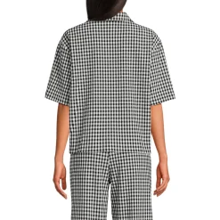 Gingham-Bluse mit kurzen Ärmeln für Damen