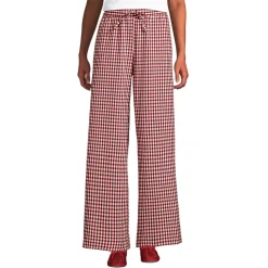 Gingham-Hose mit weitem Bein für Damen