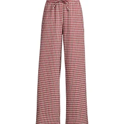 Gingham-Hose mit weitem Bein für Damen