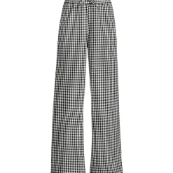Gingham-Hose mit weitem Bein für Damen
