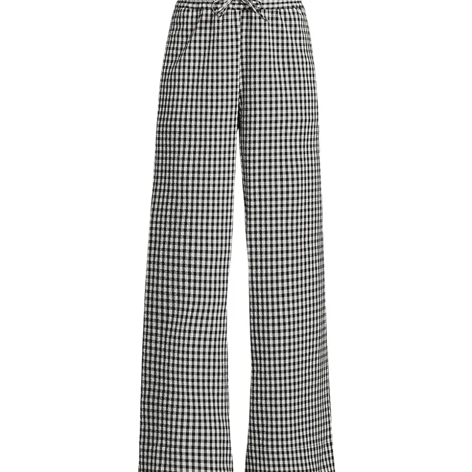 Gingham-Hose mit weitem Bein für Damen